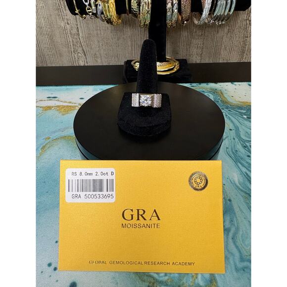 Unbranded Other - Sz. 10 - 2CTW Moissanite Silver Ring w/ GRA Cert.